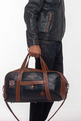 Sac de voyage en cuir Royal Air Force Bristol 48h bleu marine Homme