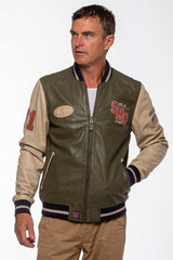 Blouson en cuir Steve McQueen Cooler King kaki clair Homme