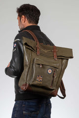 Men's Dark Khaki Royal Air Force Cheshire Leather Backpack