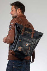 Navy Blue Royal Air Force Cheshire Leather Backpack for Men