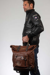 Men's Royal Air Force Cheshire brown tortoise leather backpack