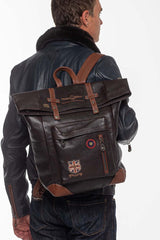 Sac à dos en cuir Royal Air Force Cheshire marron foncé Homme