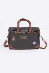 Men's Royal Air Force Crooks dark brown leather satchel