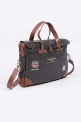 Men's Royal Air Force Crooks dark brown leather satchel
