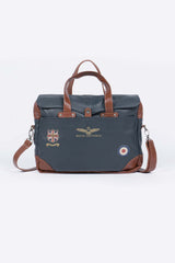 Men's Royal Air Force Crooks navy blue leather satchel