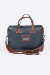 Men's Royal Air Force Crooks navy blue leather satchel