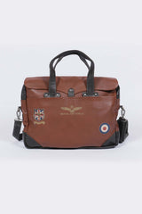 Men's Royal Air Force Crooks brown tortoise leather satchel