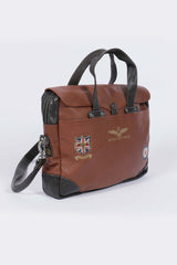 Men's Royal Air Force Crooks brown tortoise leather satchel