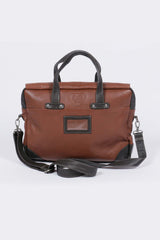 Men's Royal Air Force Crooks brown tortoise leather satchel