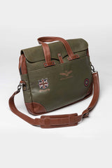 Men's Royal Air Force Crooks dark khaki leather satchel