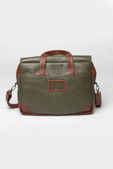 Men's Royal Air Force Crooks dark khaki leather satchel