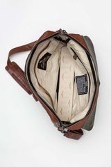 Men's Royal Air Force Crooks dark khaki leather satchel