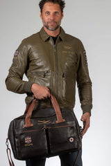 Royal Air Force Dahl Leather Travel Bag Dark Brown
