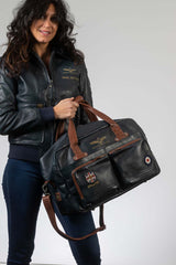 Royal Air Force Dahl Navy Blue Leather Travel Bag