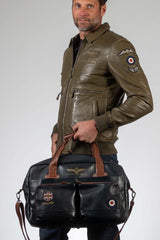 Sac de voyage en cuir Royal Air Force Dahl bleu marine Homme