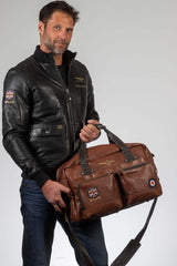 Royal Air Force Dalh leather travel bag brown tortoise Man