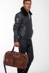 Royal Air Force Dalh leather travel bag brown tortoise Man