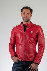 Blouson en cuir 24H Le Mans 1923 Duff rouge racing Homme