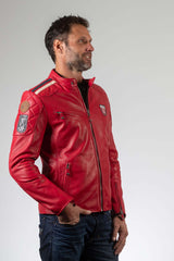 Blouson en cuir 24H Le Mans 1923 Duff rouge racing Homme