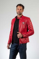 Blouson en cuir 24H Le Mans 1923 Duff rouge racing Homme