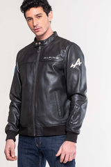 Men's Alpine Jean black racing leather jacket