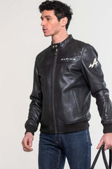 Men's Alpine Jean black racing leather jacket