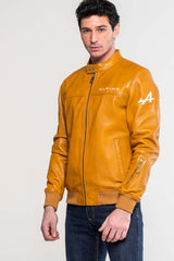 Men's yellow Alpine Jean leather jacket
