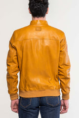 Men's yellow Alpine Jean leather jacket