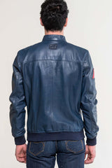 Men’s Alpine Jean leather jacket royal blue