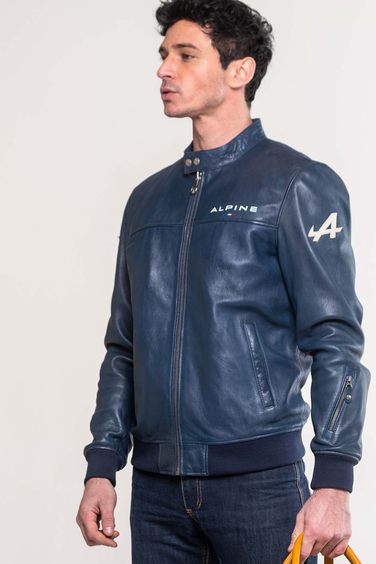 BLOUSON CUIR JEAN BLEU ROYAL