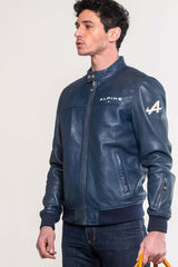 Blouson en cuir Alpine Jean bleu royal Homme