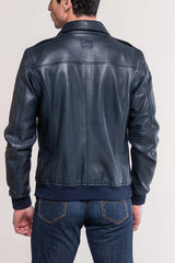 Leather jacket Jacky Ickx "Jacky" navy blue Men