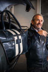 Leather travel bag Jacky Ickx 72h navy blue