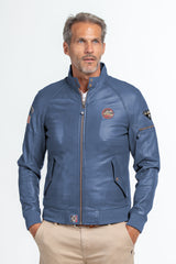 Leather jacket Steve McQueen Harry royal blue Men