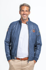 Leather jacket Steve McQueen Harry royal blue Men