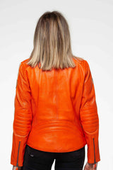 Leather jacket 24h Le Mans Hotroad orange Woman
