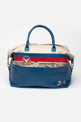 Michel Vaillant Henri 72H leather travel bag in Vaillant blue