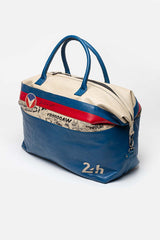 Michel Vaillant Henri 72H leather travel bag in Vaillant blue