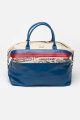 Michel Vaillant Henri 72H leather travel bag in Vaillant blue