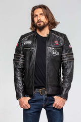 Leather jacket 24H Le Mans Iron black Man