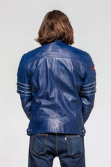 Men's 24H Le Mans Iron leather jacket royal blue