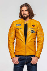 Men's 24H Le Mans Iron yellow leather jacket