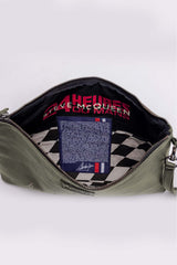 Men's dark khaki Steve McQueen Jim leather clutch