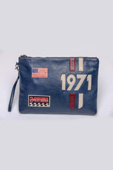 Steve McQueen Jim blue leather clutch for men