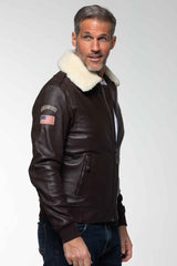 Blouson en cuir Steve McQueen John marron foncé Homme