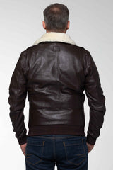 Blouson en cuir Steve McQueen John marron foncé Homme
