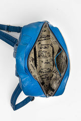 Leather backpack Michel Vaillant Jean-Pierre vaillant blue Men