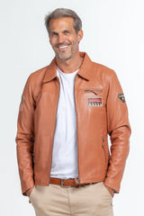 Leather jacket Steve McQueen Lewis tan Men