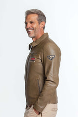 Leather jacket Steve McQueen Lewis light khaki Men