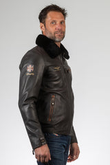 Blouson en cuir Royal Air Force Lecluse marron foncé Homme